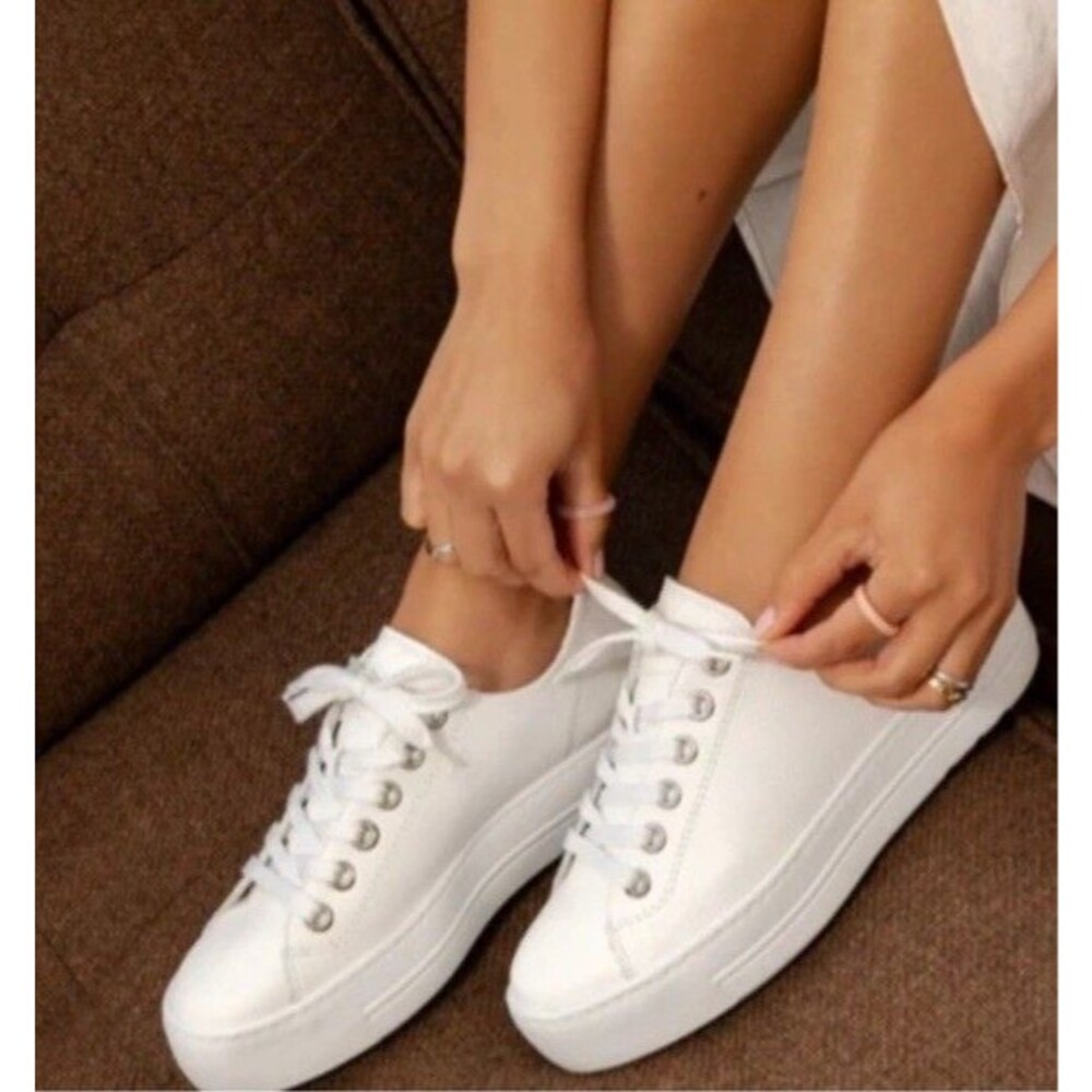 Paul Green Bixby Women's White Leather Platform Fashion Sneakers Size US 8.5